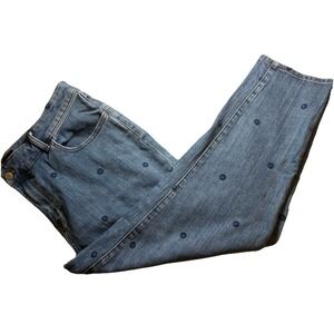 Talbots‎ Jeans  Sz 14P Ankle Straight Everyday Relaxed Overall Floral Embroidery